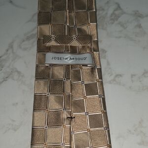 Joseph Abboud Tan and Blue Checkered Tie